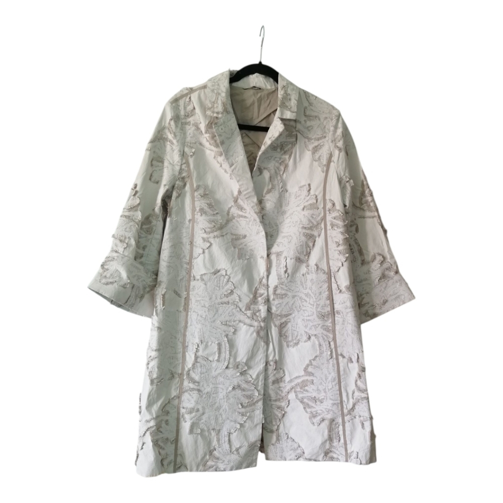 Annette Görtz Elegant White Floral Women's Coat  100% coton